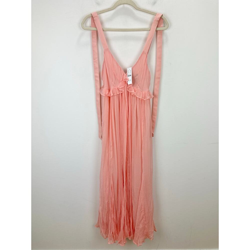 J.Crew Collection Ruffle Trim Midi Dress Crinkle Cupro Blushed Peach US 2 NWT - Picture 5 of 14